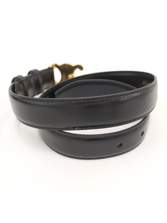Celine Belt Triomphe Gold Leather Black main image 8